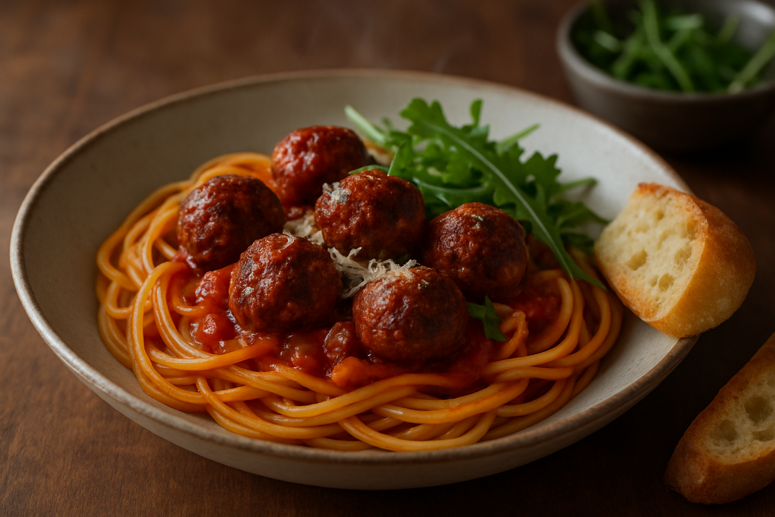 Chorizokjøttboller i tomatsaus med linguine