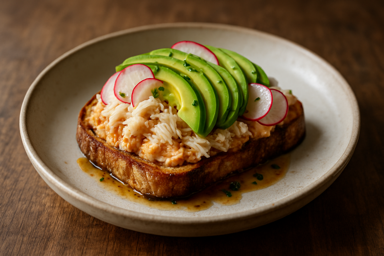 Avokado- og krabbetoast