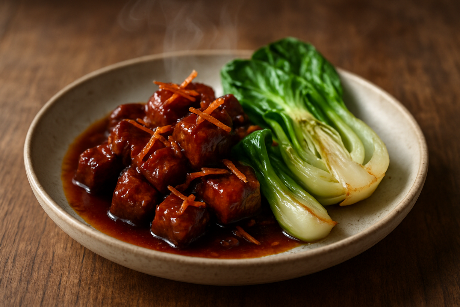 Sticky miso-biff med pak choi