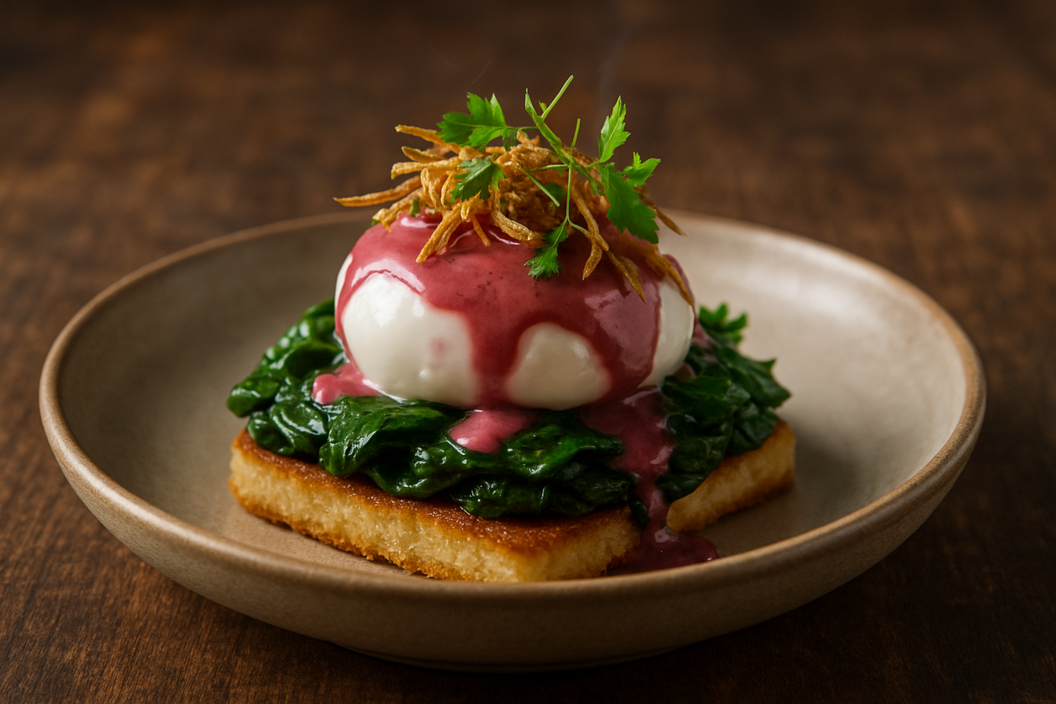 Spinat og egg à la beaujolaise